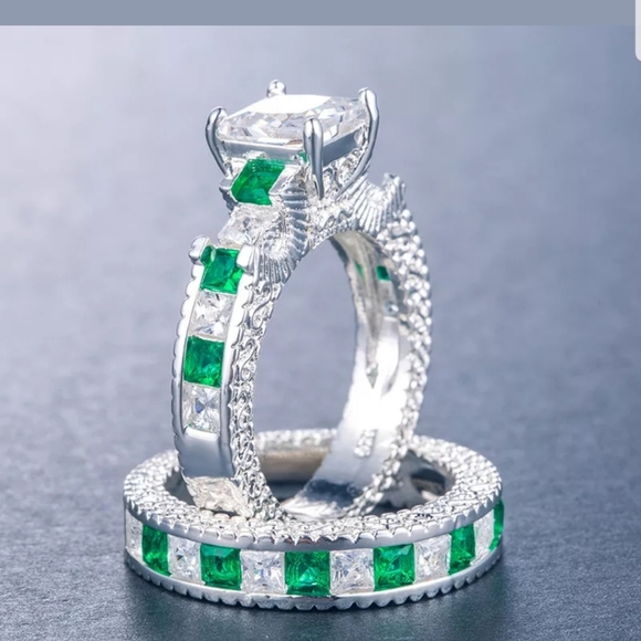 New S925 white sapphire & emerald rings - Picture 3 of 7